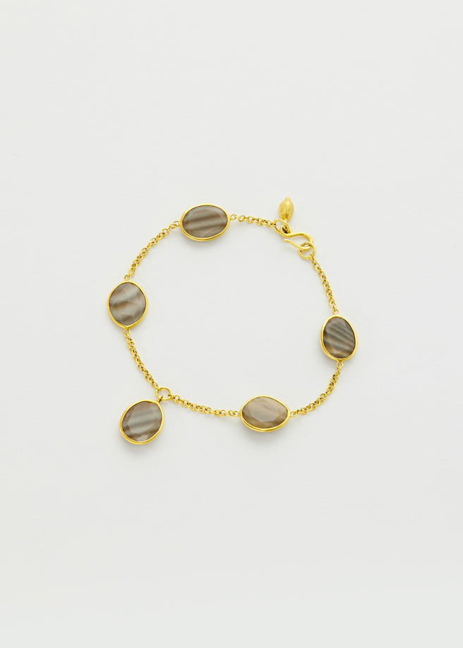 18kt Gold Agate Five Stone Bracelet
