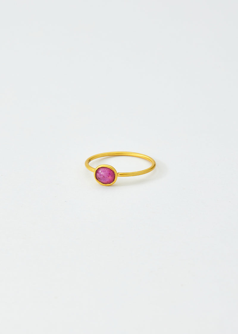 18kt Gold Anemone Pink Tourmaline Cup Ring