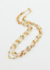 18kt Gold Anemone Mixed Stones Three Layer Necklace