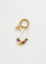 18kt Gold Anemone & Tiny Mixed Stone Amulets on Cord