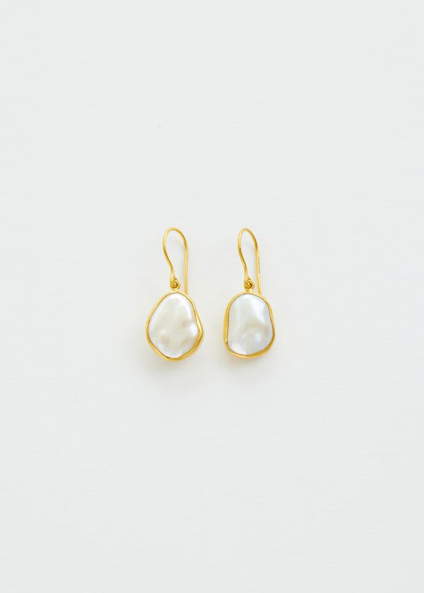 18kt Gold Aphrodite's White Baroque Pearl Earrings