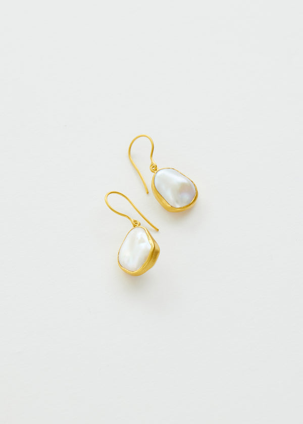 18kt Gold Aphrodite's White Baroque Pearl Earrings