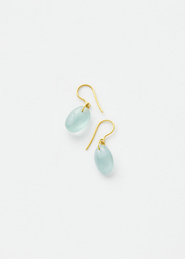 18kt Gold Glacier Drill & Loop Aquamarine Earrings