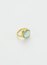 18kt Gold Aquamarine Greek Ring