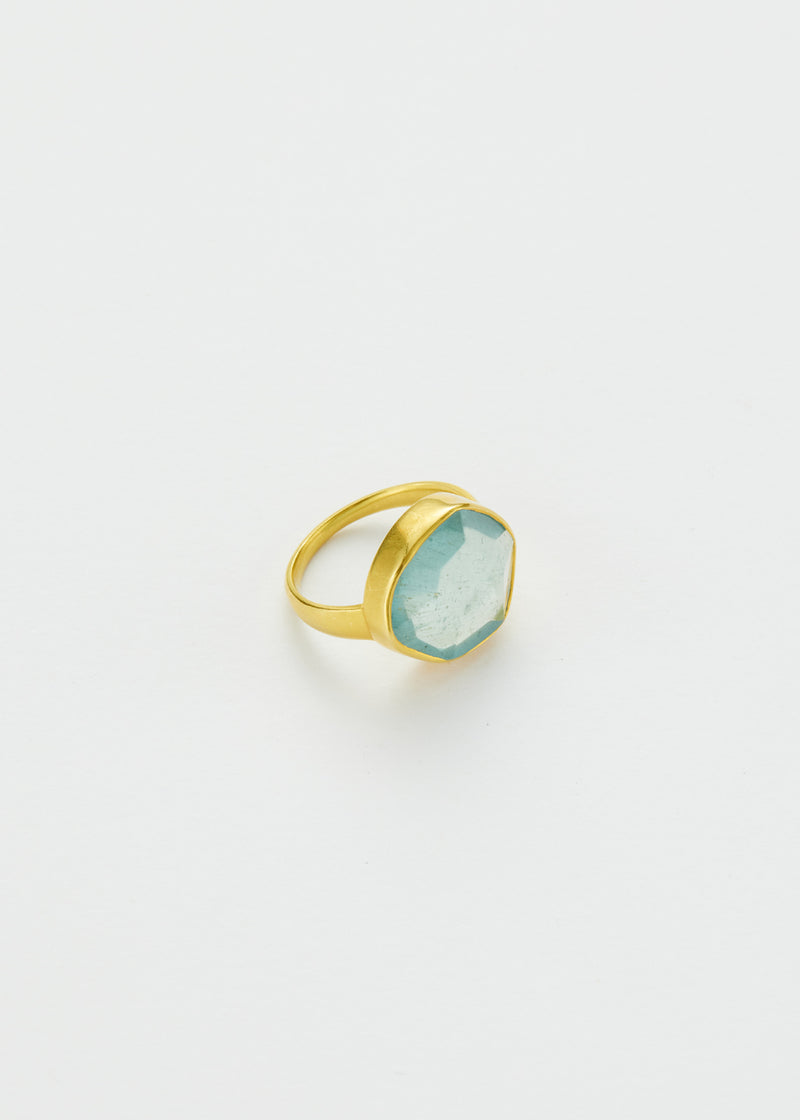18kt Gold Aquamarine Greek Ring