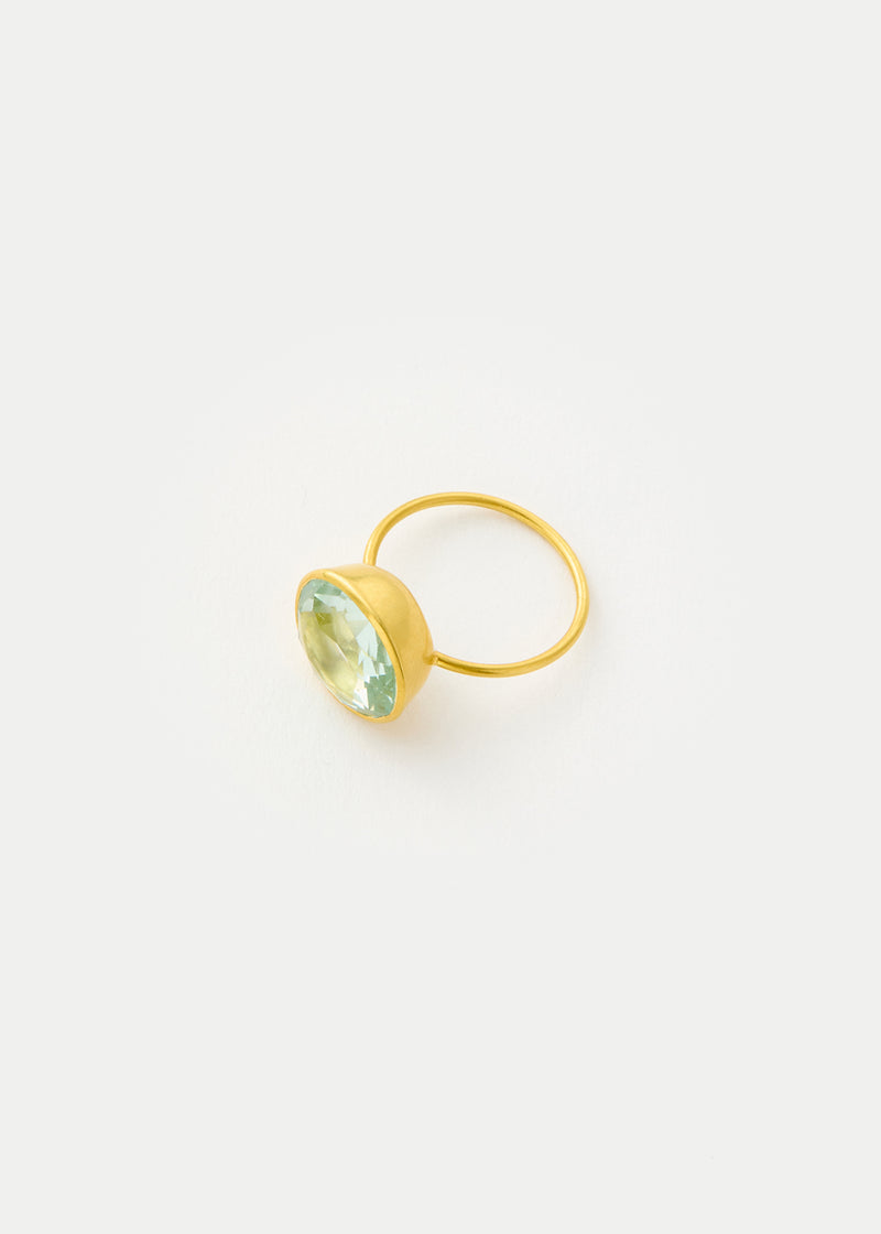 18kt Gold Mughal Cut Aquamarine Cup Ring