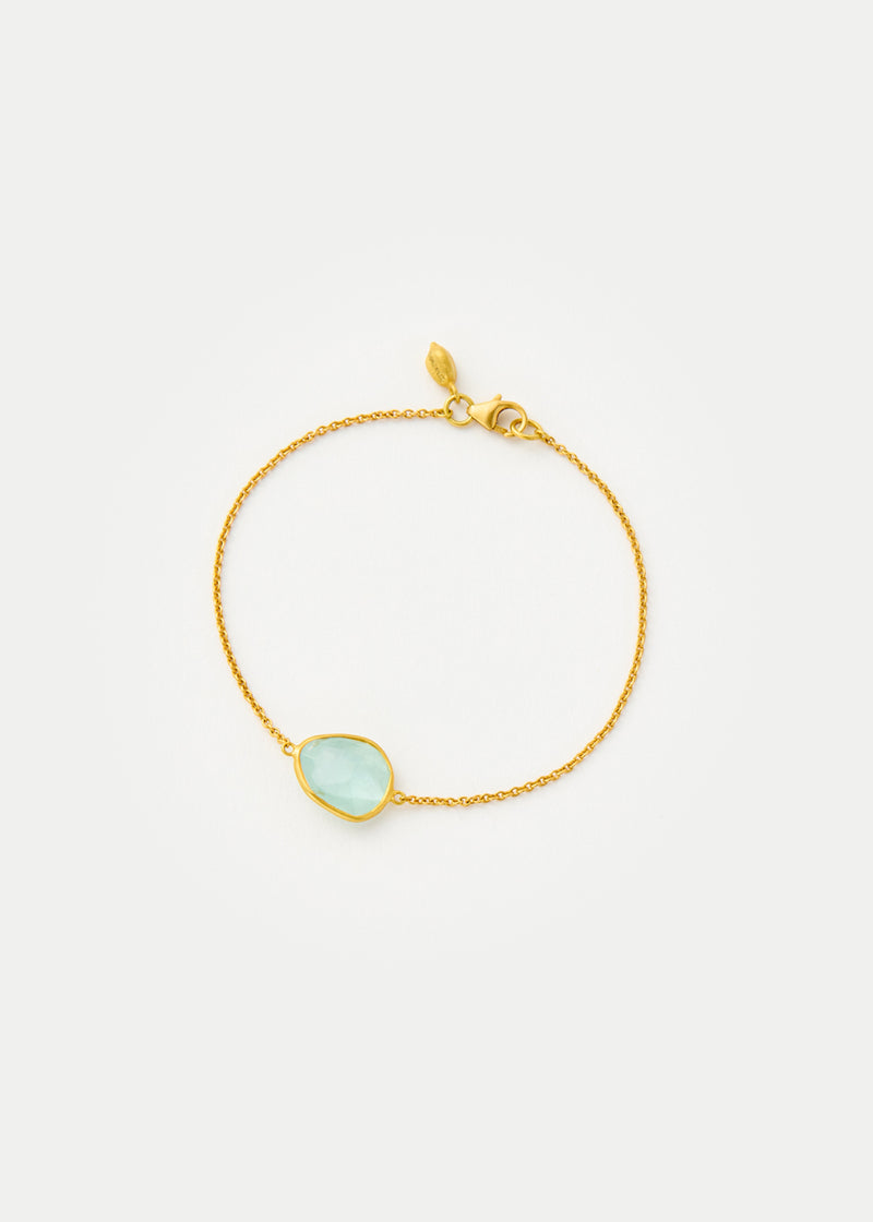 18kt Gold Aquamarine Small Single Stone Bracelet