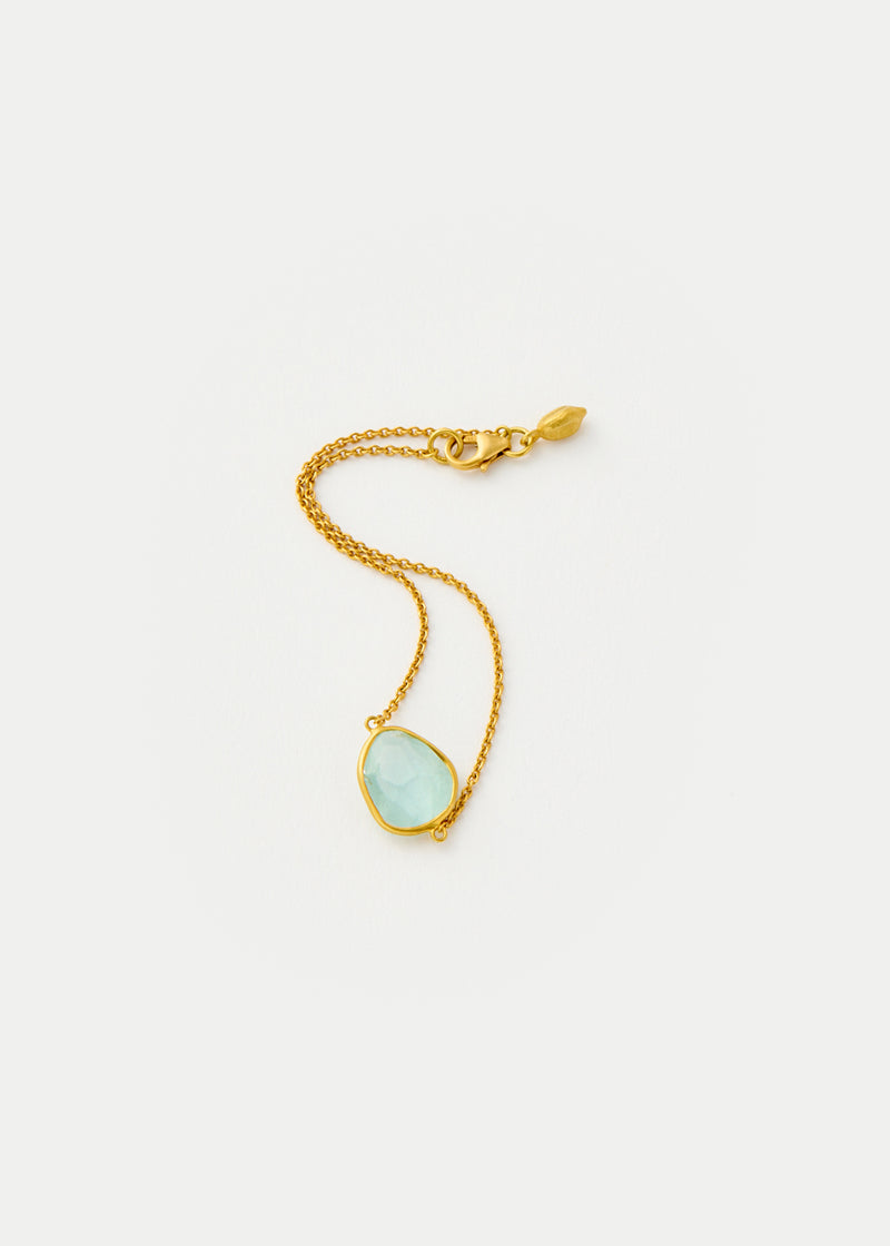 18kt Gold Aquamarine Small Single Stone Bracelet