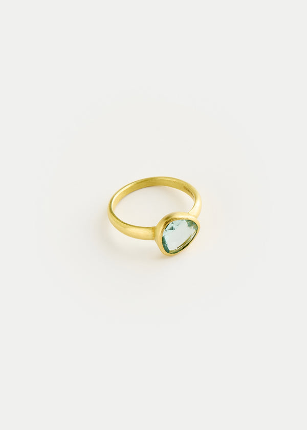 18kt Gold Aquamarine Small Greek Ring