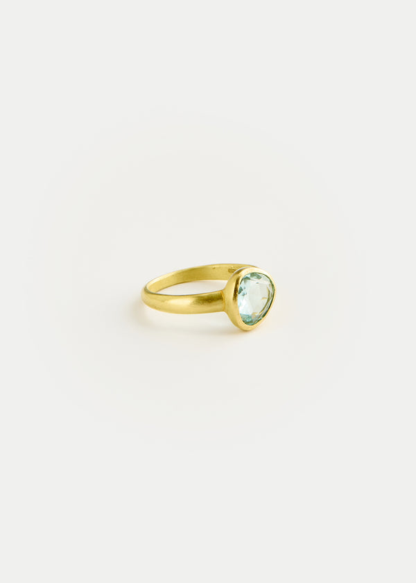 18kt Gold Aquamarine Small Greek Ring