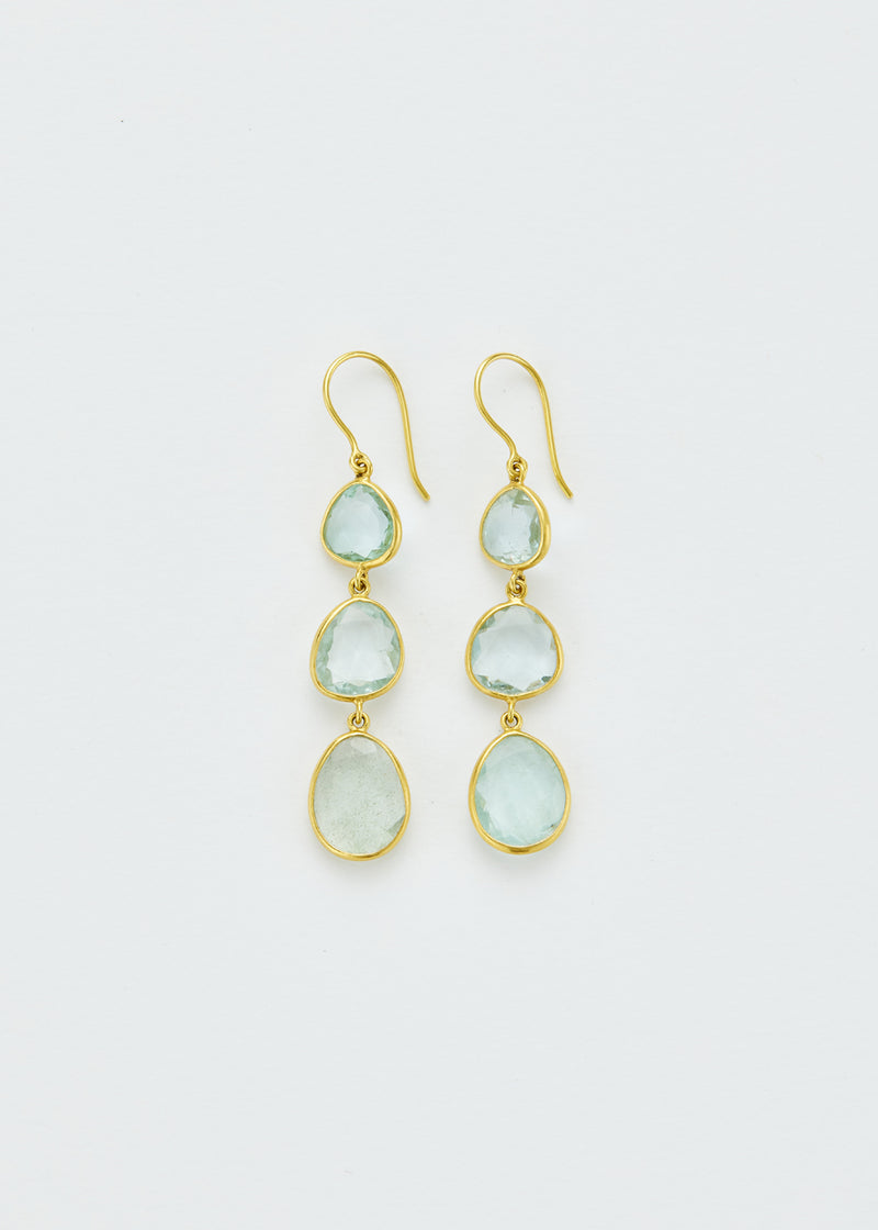 18kt Gold Aquamarine Triple Drop Earrings