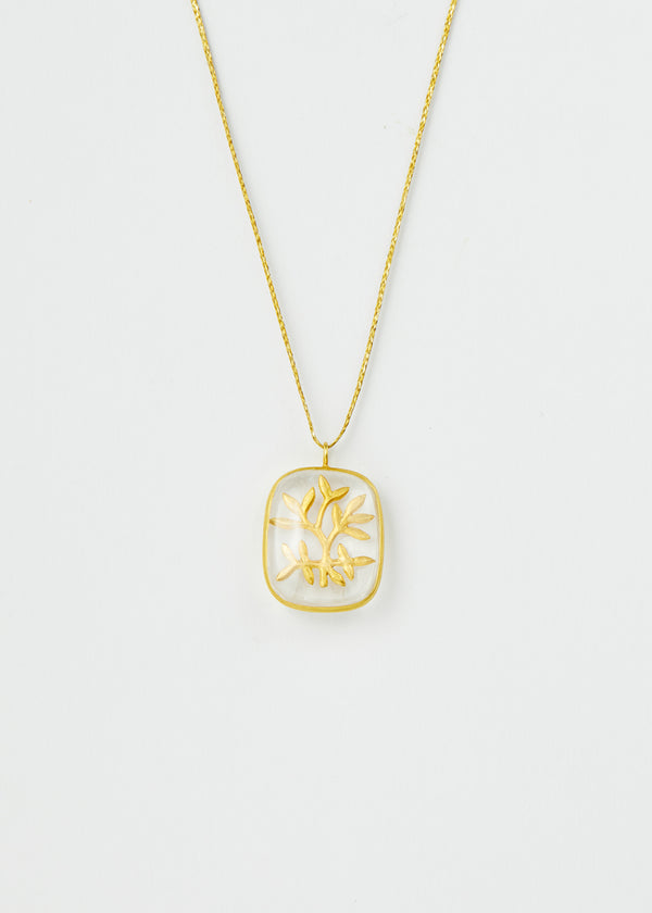 18kt Gold Artemis Kundan Tree Crystal Amulet on Cord