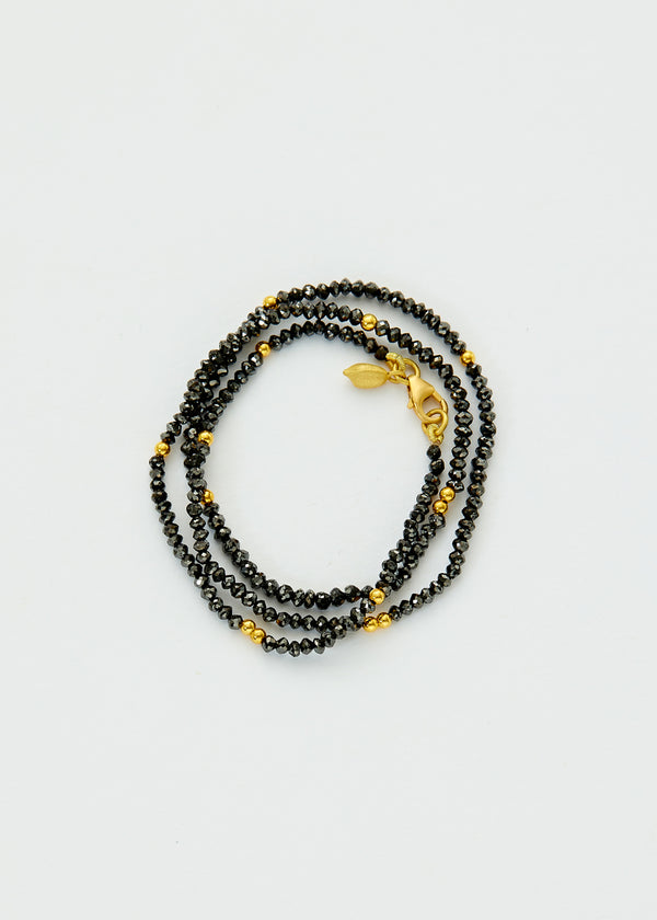 18kt Gold Black Diamond Beaded Necklace