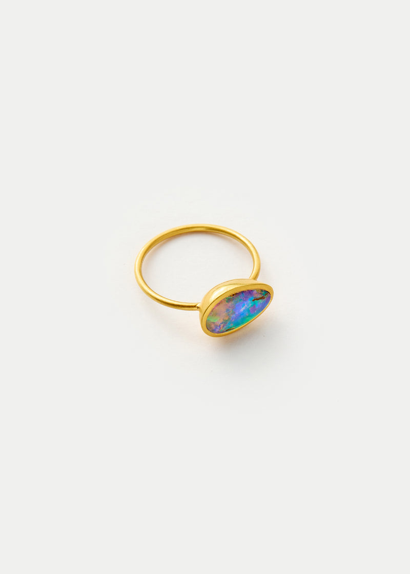 Bezel Boulder Opal Ring China 18kt Gold Boulder Opal Cup Ring