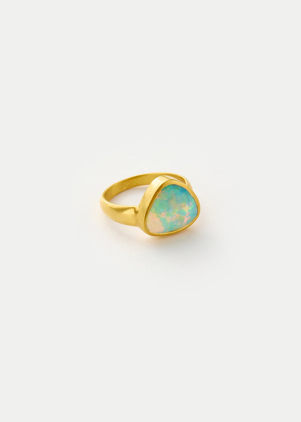 18kt Gold Boulder Opal Greek Ring