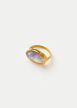 18kt Gold Boulder Opal Oval Greek Ring