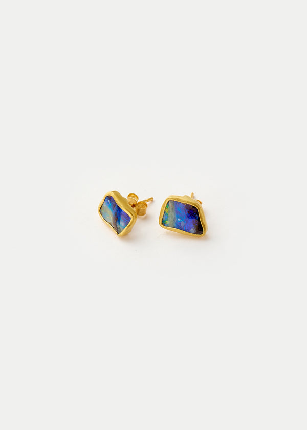 18kt Gold Classic Boulder Opal Studs