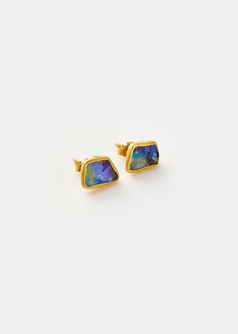 18kt Gold Classic Boulder Opal Studs