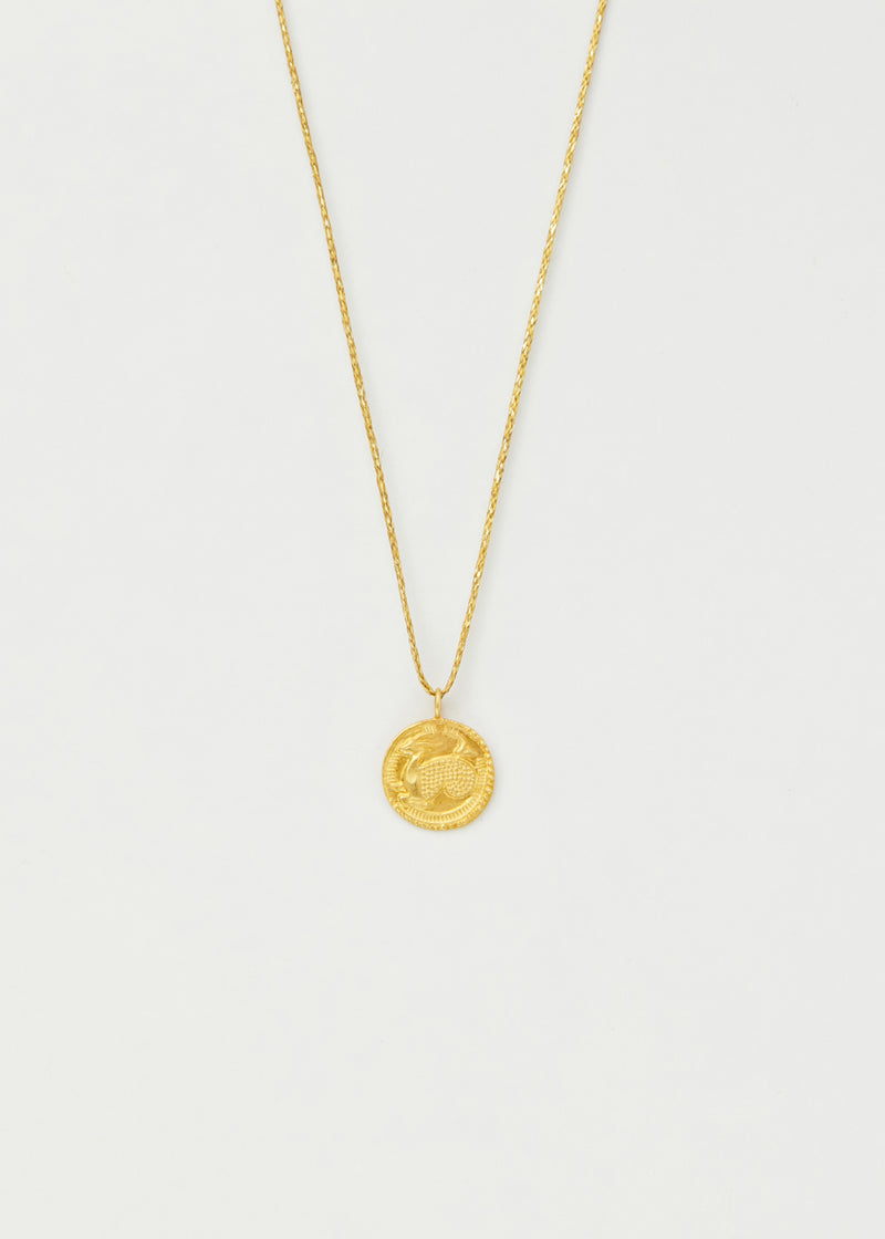 18kt Gold Capricorn Horoscope Pendant on Cord