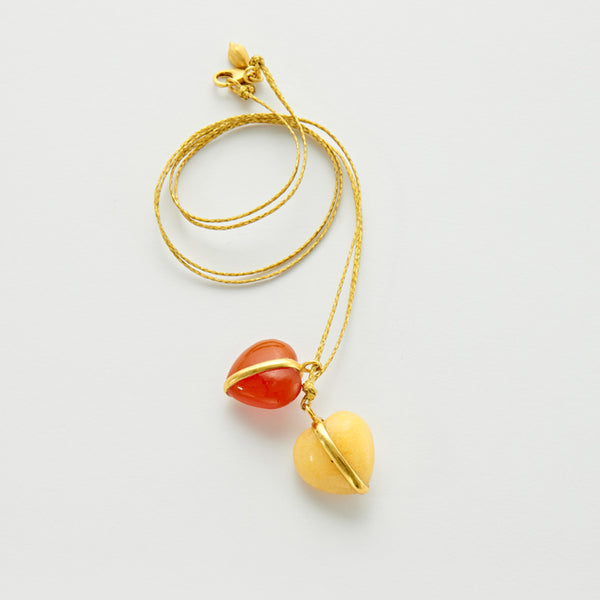 Color Blossom Pendant, Yellow Gold, White Gold, Cornelian And