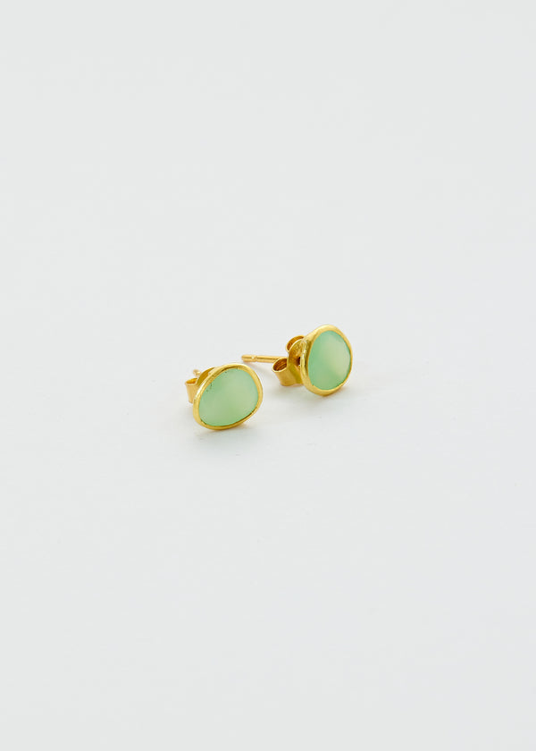 18kt Gold Classic Chrysoprase Studs