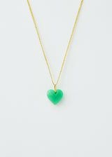 18kt Gold Chrysoprase Love Heart Amulet on Cord