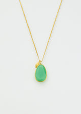 18kt Gold Chrysoprase & Seed Amulets on Cord