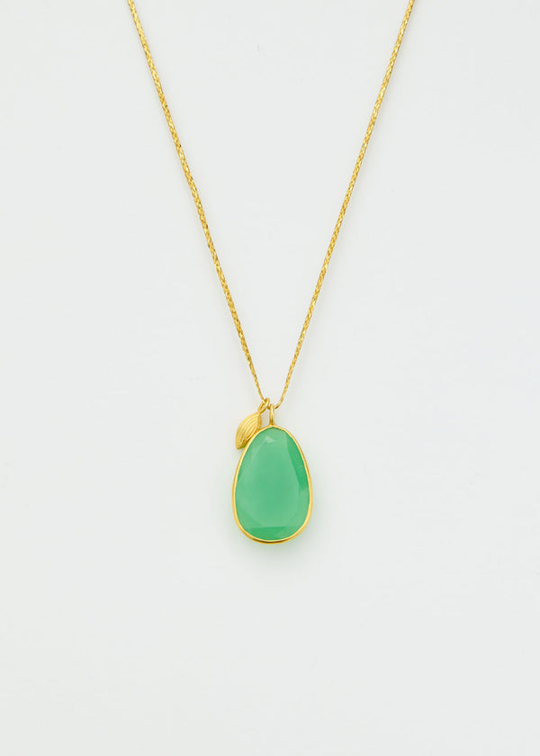 18kt Gold Chrysoprase & Seed Amulets on Cord