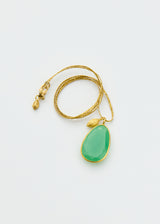 18kt Gold Chrysoprase & Seed Amulets on Cord