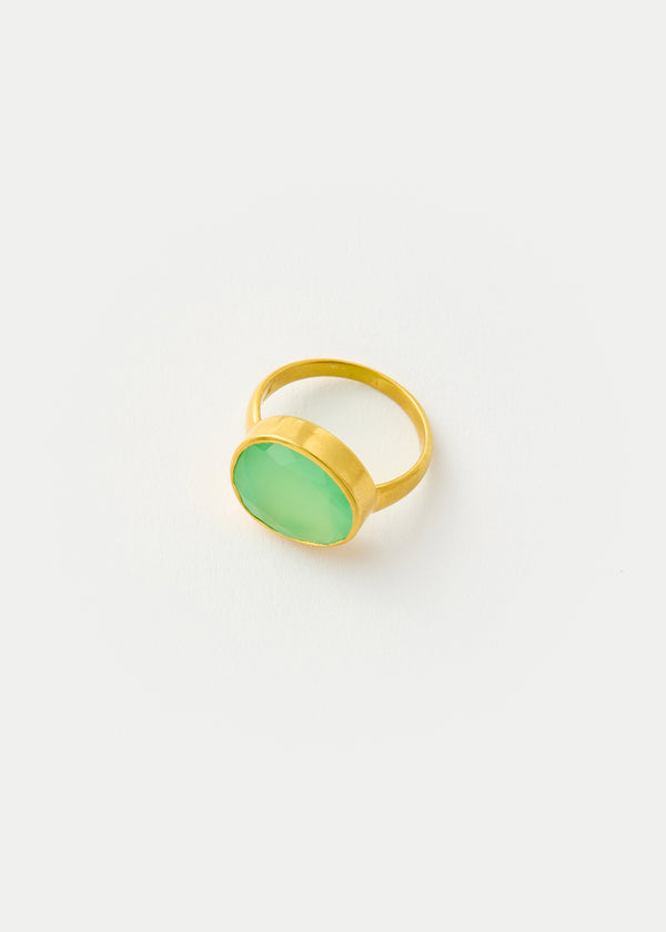 18kt Gold Chrysoprase Greek Ring