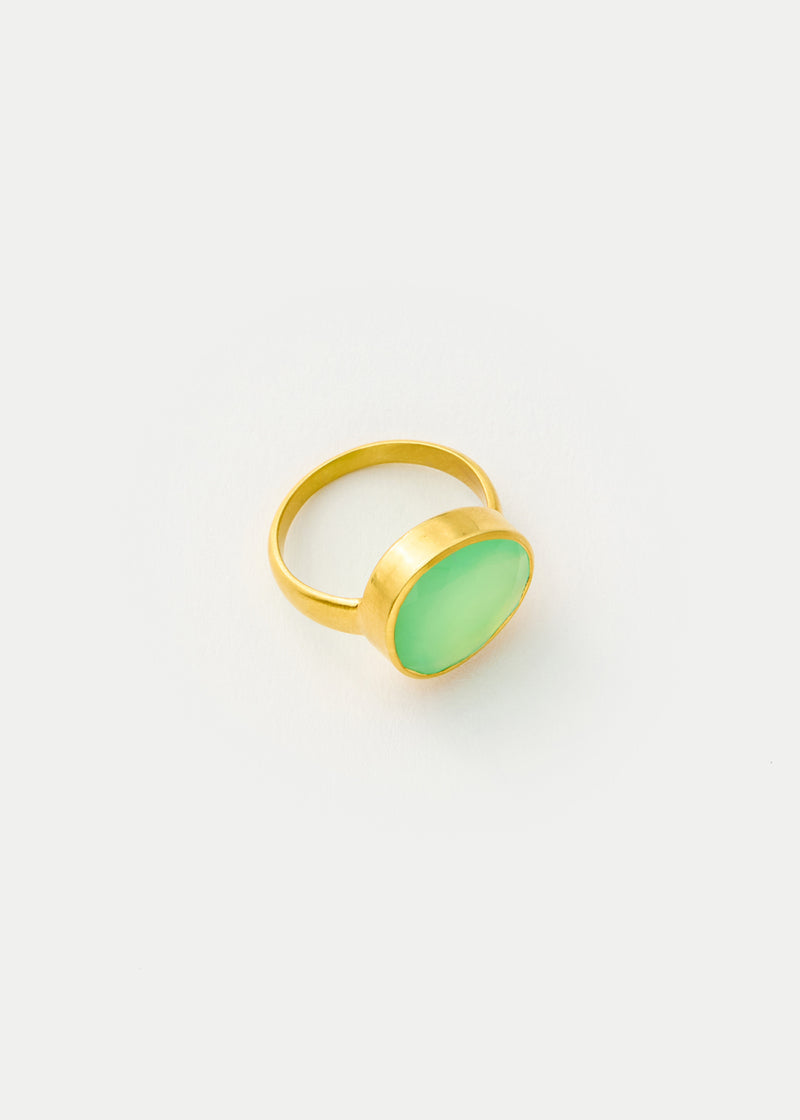 18kt Gold Chrysoprase Greek Ring