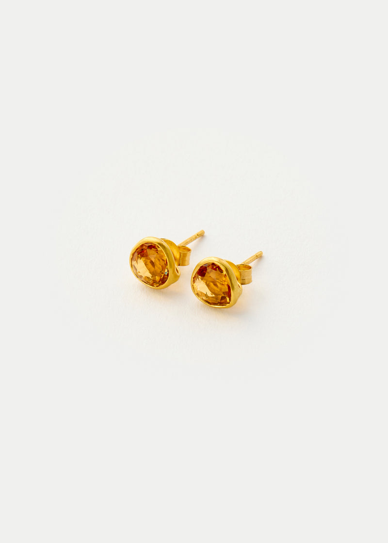 18kt Gold Citrine Classic Studs