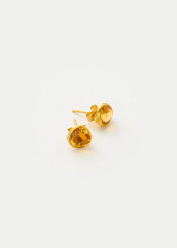 18kt Gold Citrine Classic Studs