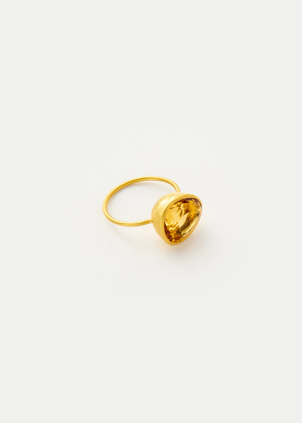 18kt Gold Mughal Cut Citrine Cup Ring