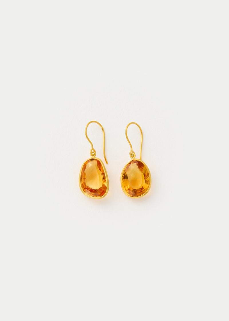 18kt Gold Citrine Single Drop Earrings