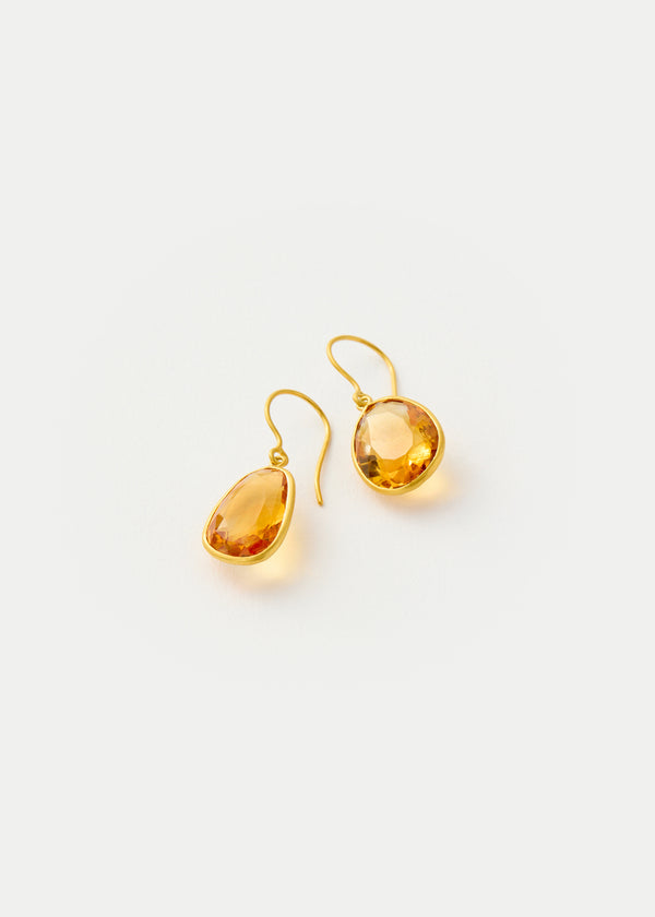 18kt Gold Citrine Single Drop Earrings