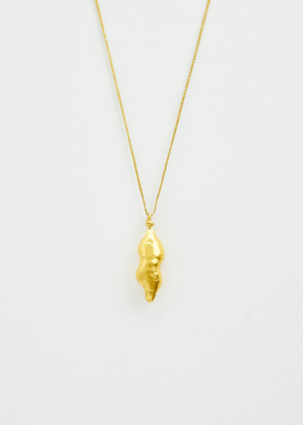 18kt Colombian Gold Chachafruto Pod Pendant on Cord