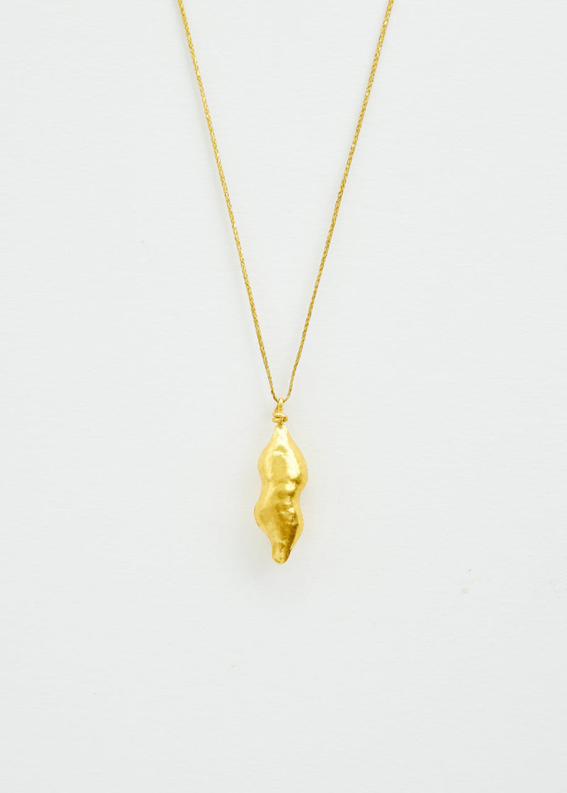 18kt Colombian Gold Chachafruto Pod Pendant on Cord