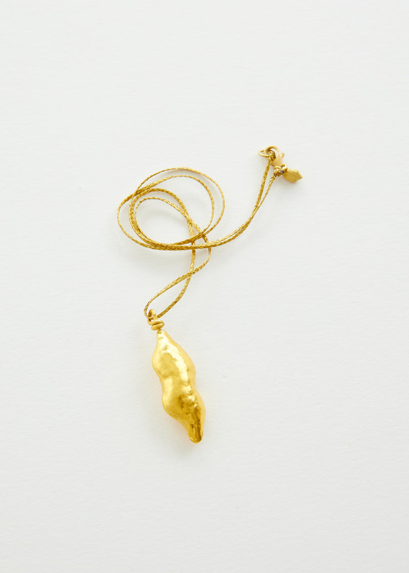 18kt Colombian Gold Chachafruto Pod Pendant on Cord