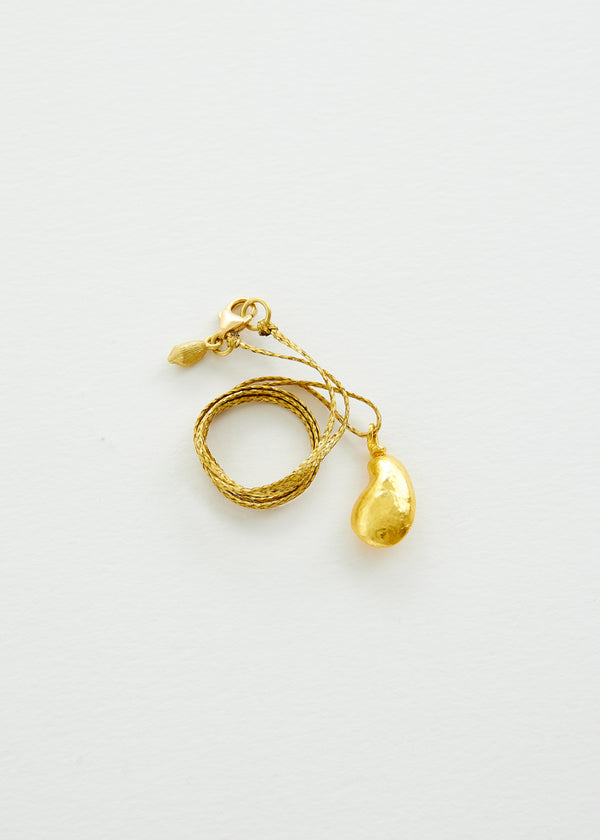 18kt Colombian Gold Small Seed Pendant on Cord