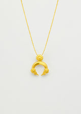 18kt Gold Crescent Moon Pendant on Cord