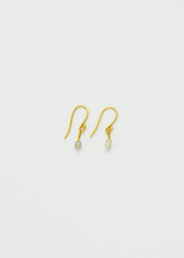 18kt Gold Diamond Tiny Drop Earrings