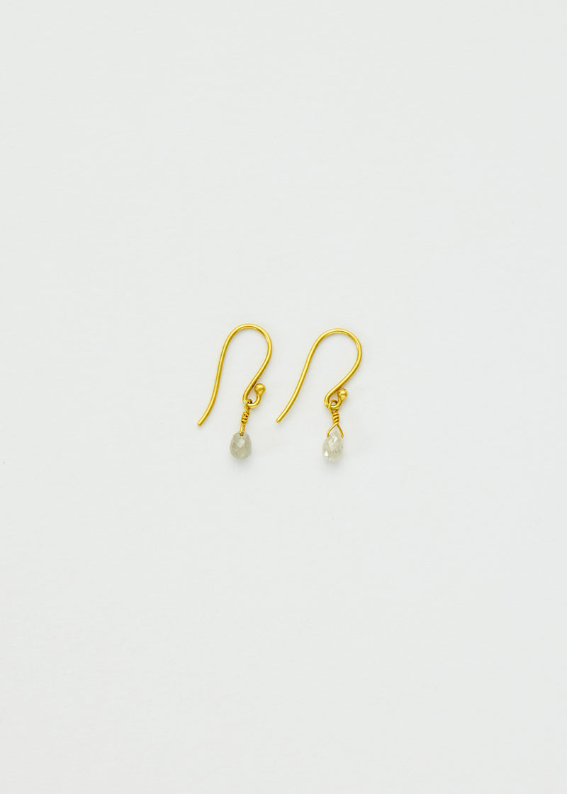 18kt Gold Diamond Tiny Drop Earrings