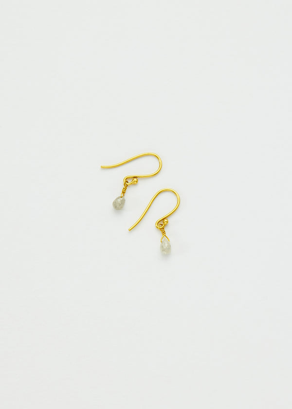 18kt Gold Diamond Tiny Drop Earrings