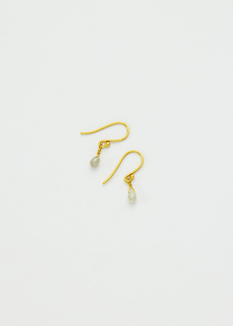 18kt Gold Diamond Tiny Drop Earrings