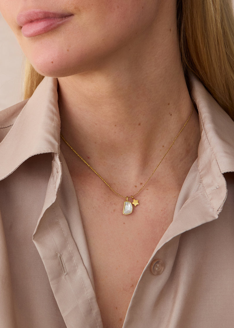 18kt Gold Diamond & Star Amulets on Cord
