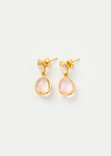 18kt Gold Rose Quartz Double Drop Earrings