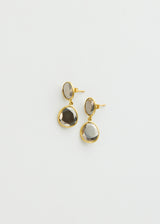 18kt Gold Pyrite Double Drop Stud Earrings