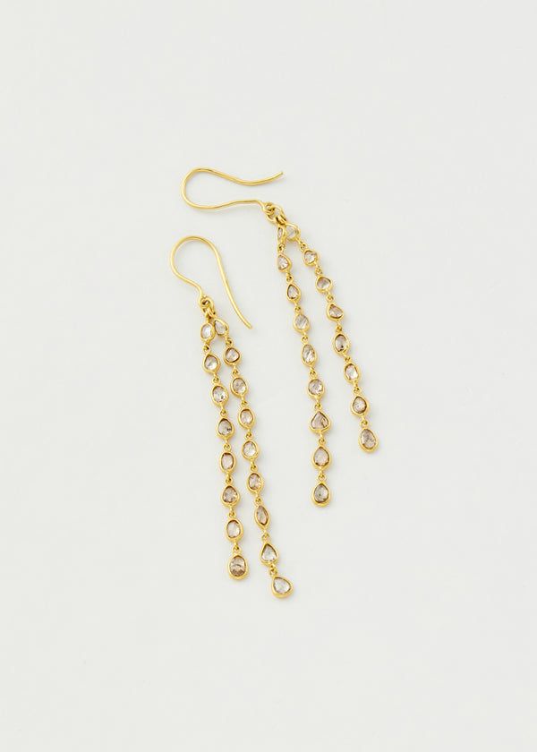 18kt Gold Double Row Diamond Earrings