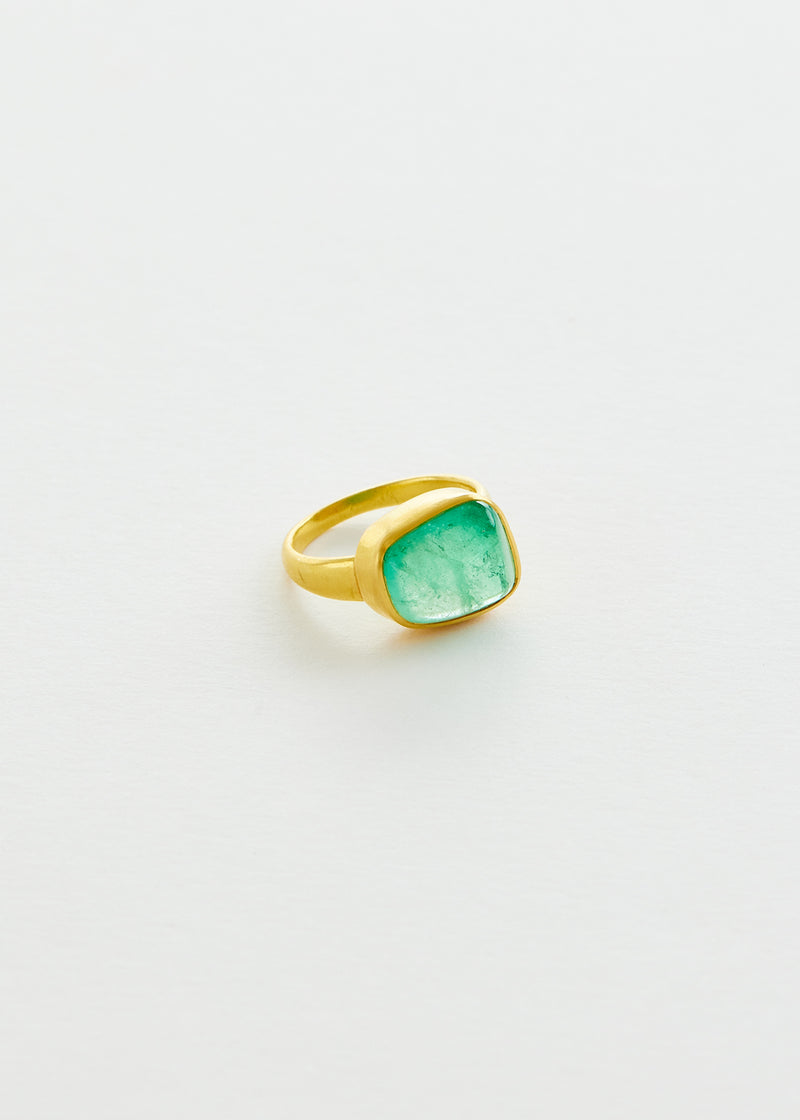 22kt Gold Colombian Emerald Greek Ring
